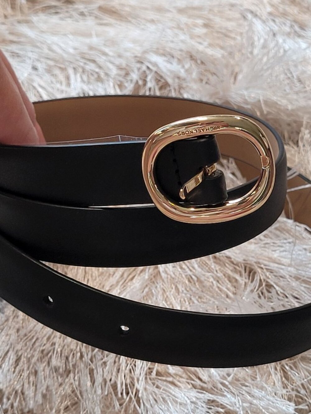 MIchael Kors Womens Leather Adjustable Belt Sz M Black